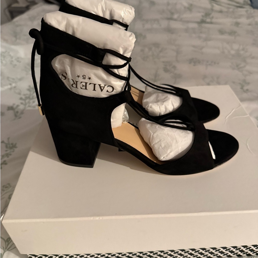 NEW Diane Von Furstenberg Black Strappy Heels